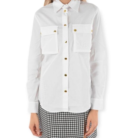 MOSCHINO LOVE EMBROIDERED BREAST-POCKET SAHARAN SHIRT | SIZE: F8 USA6 IT42 | - Picture 5 of 15